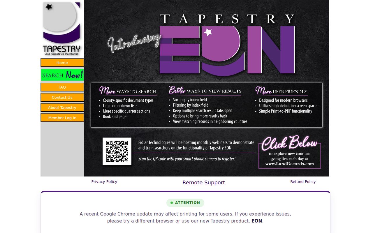 Fidlar Land Records and Tapestry entry screen for LaPorte County deed research