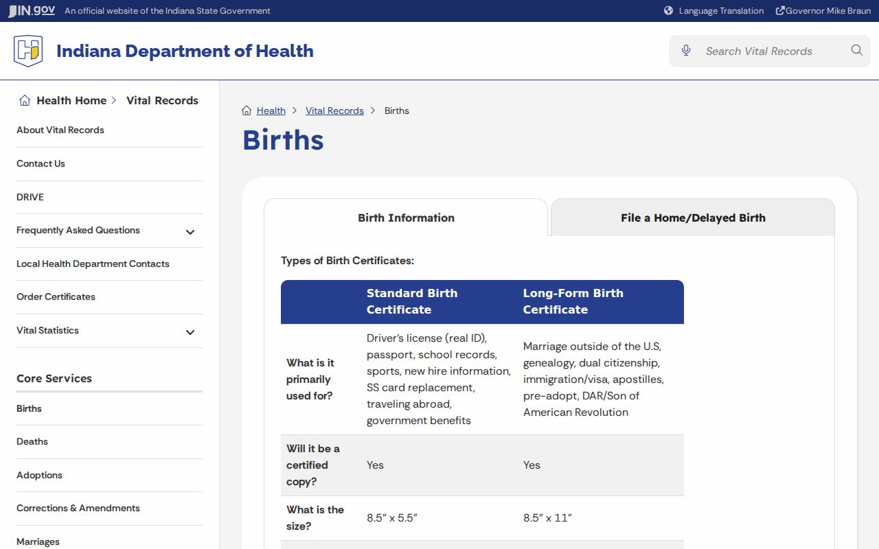 Michigan City resident lookup and Indiana birth record access rules